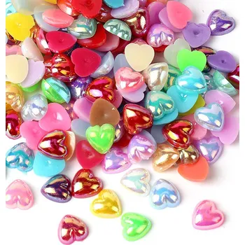 Materiál na výrobu šperku ABS Kabošony Srdce 10mm +-55Ks - Mix barev