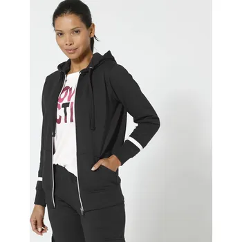 Dámská mikina Dvoubarevná moltonová mikina na zip, s kapucí černá/bílá 42/44