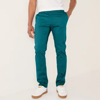 Dámské kalhoty Chino kalhoty s pružným pasem na bocích petrolejová 46