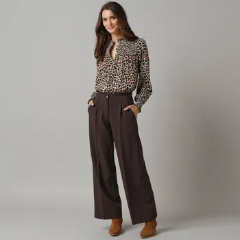 Dámské kalhoty Široké kalhoty čokoládová 40