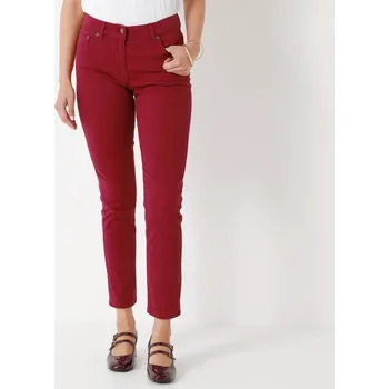Úzké jednobarevné 7/8 kalhoty tmavá červená 48