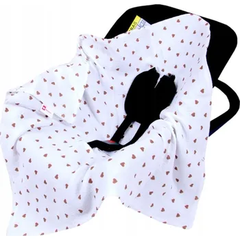 Dětská deka Mušelínová deka do autosedačky 80x80 cm - hnědé srdíčko