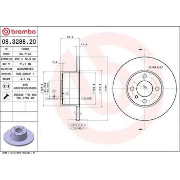 Autodíl Brzdový kotouč BREMBO 08.3288.20