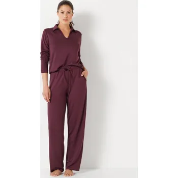 Dámské pyžamo Pyžamo s polo límečkem černý rybíz 34/36