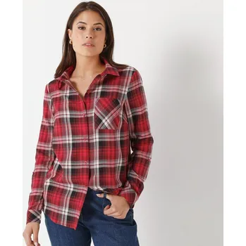 Pánská košile Flanelová kostkovaná košile švestková/růžová 56