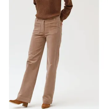 Dámské kalhoty Široké manšestrové kalhoty, pro střední výšku postavy béžová 46