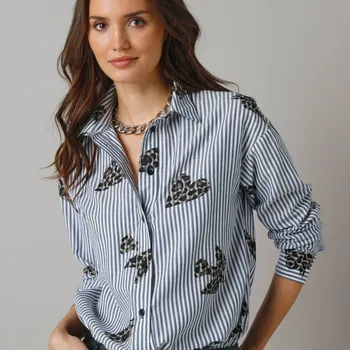 Dámská košile Dlouhá košile modrá/bílá 42