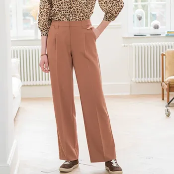 Dámské kalhoty Splývavé široké kalhoty karamelová 44