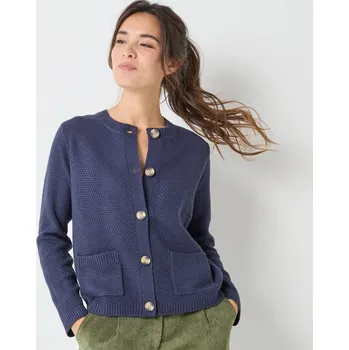 Dámský svetr Svetr na knoflíky, s perličkovým vzorem nám. modrá 38/40