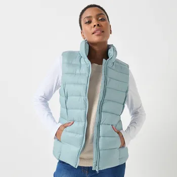 Dámská vesta Nepromokavá prošívaná vesta na zip nebeská modrá 52