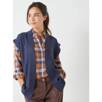 Dámská vesta Vesta z úpletu s perličkovým vzorem nám. modrá 38/40