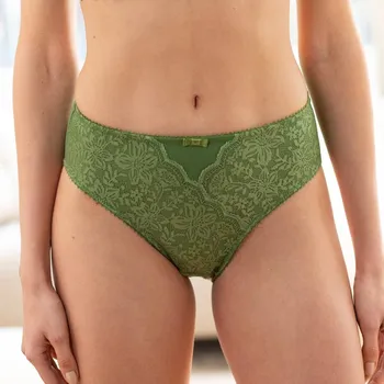 Kalhotky Sada 2 kalhotek midi s vysokým pasem, krajkou a tylem Guspini zn. Confidence Lingerie zelená 42/44