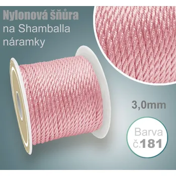 Náramek Nylonová šňůra COPÁNKOVÁ na Shamballa náramky průměr nitě 3,0mm. Barva č.181 Růžová