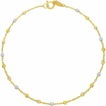 Náramek Zlatý náramek Anker Roma s kuličkami z bílého, žlutého a růžového zlata - 0,8 mm varianta 18 cm FNN1034BGYWR-18 cm