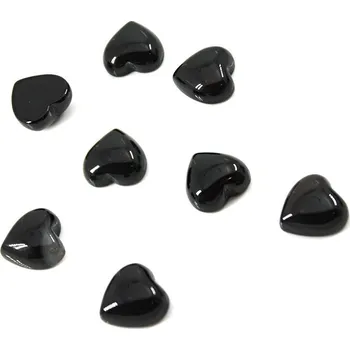 Materiál na výrobu šperku Černé Kabošony srdce 10mm Obsidián - 1Ks - 1Ks