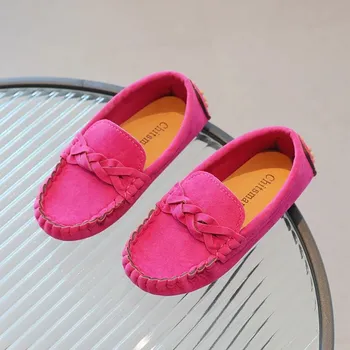 Chlapecké polobotky Kožené mokasíny pro děti Velikost: 25, Barva (Varianta): hot-pink