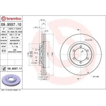 Brzdový kotouč Brzdový kotouč BREMBO 09.9557.11