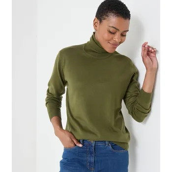 Dámský svetr Pulovr s rolákem, kašmírový na dotek khaki 34/36