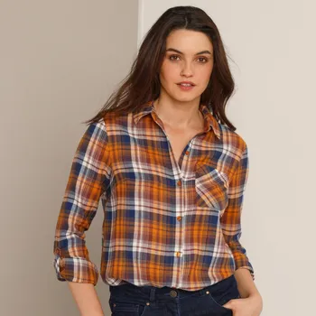 Dámská košile Flanelová kostkovaná košile medová/modrá 42