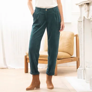 7/8 manšestrové kalhoty petrolejová 40