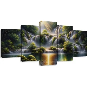Obraz Dovido 5-dílný obraz třpytící se vodopády