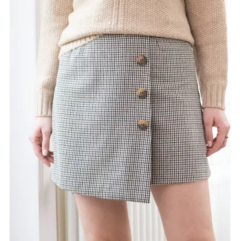 Dámská sukně Sukňové šortky s kostkovaným vzorem béžová/čokoládová 36