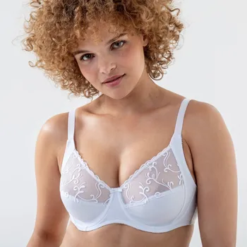 Podprsenka Sada 2 zmenšujících podprsenek z mikrovlákna a vyšívaného tylu, s kosticemi bílá+černá 85C