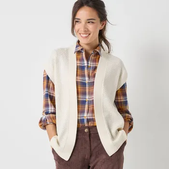 Dámská vesta Vesta z úpletu s perličkovým vzorem režná 38/40