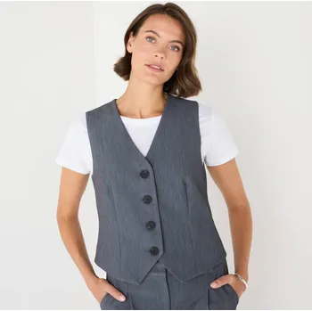 Dámská vesta Splývavá vesta na knoflíky šedý melír 38