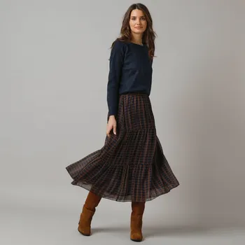 Dámská sukně Dlouhá sukně nám. modrá/oříšková 38/40