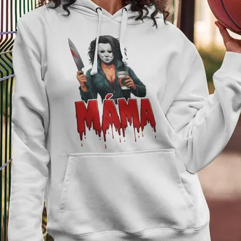 Dámská mikina Halloween Máma – Mike Myers - Dámská mikina s halloweenským potiskem Barva: 30 - Růžová, Velikost: XXL