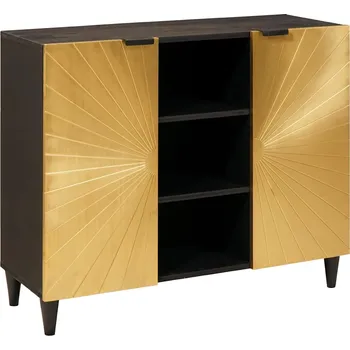 Příborník do zásuvky vidaXL Boční skříňka s policí Černá a zlatá 90 x 33,5 x 75 cm