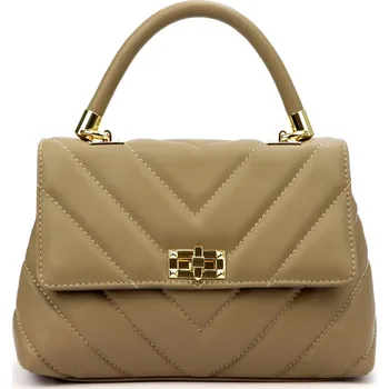 Kabelka Kožená kufříková kabelka Luka 20-091 tmavě béžová