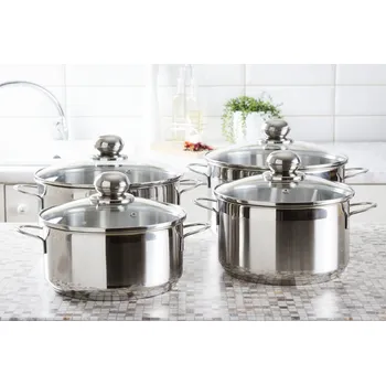 Sada nádobí Sada 4 nerezových hrnců s pokličkami SSW CITY