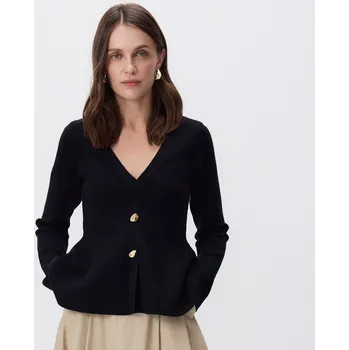 Dámský svetr Reserved - Svetr s ozdobnými knoflíky - černý - 113GS-99X - 113GS-99X-XL