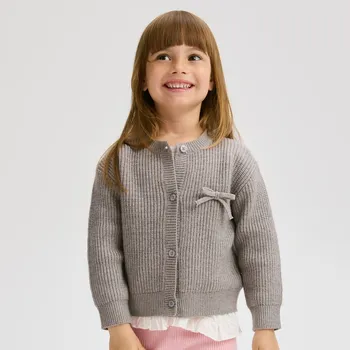 Dívčí mikina Reserved - Pletený kardigan z viskózy - tmavě šedá - 754FH-90X - 754FH-90X-110