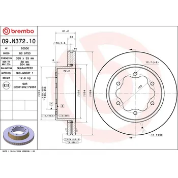Brzdový kotouč Brzdový kotouč BREMBO 09.N372.10