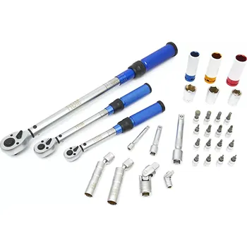 Klíč Profesionální momentové klíče 1/4", 3/8", 1/2", rozsah 5 - 220 Nm, obousměrné, kalibrační protokol, se sadou nástavců - 32 ks (TrueTech)