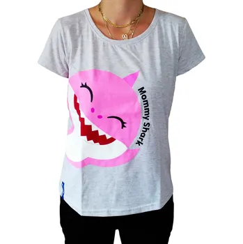 Dámské tričko Eplusm Dámské tričko BABY SHARK krátký rukáv šedé Barva: Šedá, Velikost: L