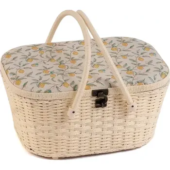 Organizér galanterie Oválný koš na šití, pletení a háčkování - Citrony (Sewing Box with Wicker Morris Lemons)