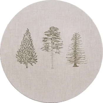Talíř Béžový servírovací talíř se stromky Natural Pine Trees - Ø 33*1 cm