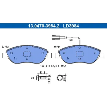 Brzdová destička Sada brzdových destiček, kotoučová brzda ATE 13.0470-3984.2