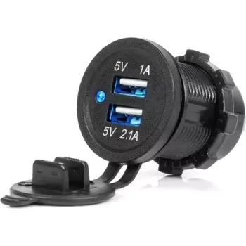 AMIO Nabíječka do auta 2x USB 3.1A 12/24V vodotěsná