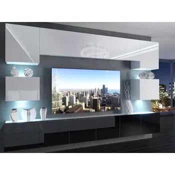 Obývací stěna Obývací stěna 300 cm Belini bílý lesk / černý lesk Imperium 3 IMP 3/5/W/WB/0/0