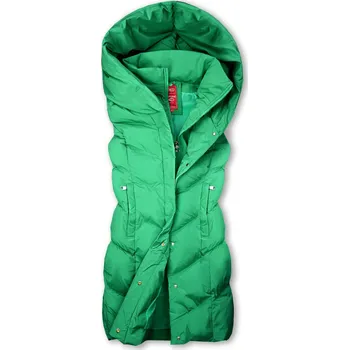 Dámská vesta Zelená zimní vesta s kapucí