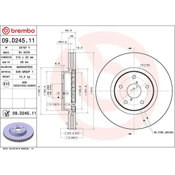 Brzdový kotouč Brzdový kotouč BREMBO 09.D245.11