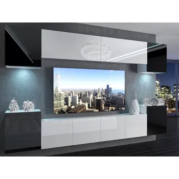 Obývací stěna Obývací stěna 300 cm Belini černý lesk / bílý lesk Imperium 4 IMP 4/5/W/BWBW/0/0