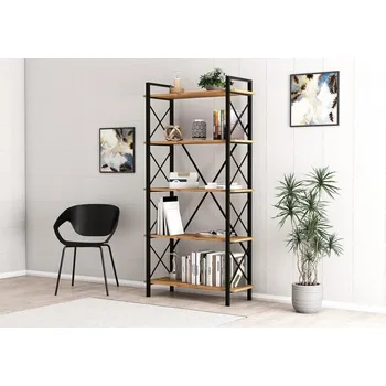 Knihovna Casarredo Nero Elit policový regál, borovice Atlantic / černá