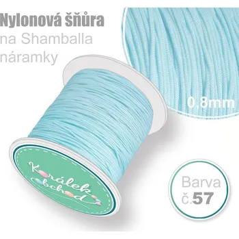 Náramek Nylonová šňůra na Shamballa náramky průměr nitě 0,8mm. Barva č.57. Sv. Modrá.