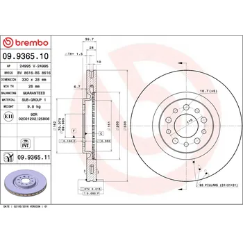 Brzdový kotouč Brzdový kotouč BREMBO 09.9365.10